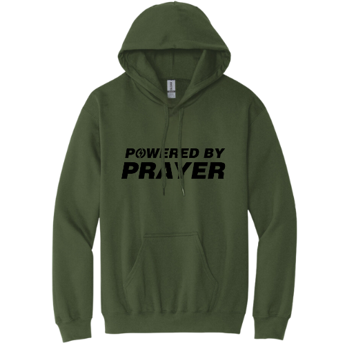 Hooded Sweatshirt - Powerd By Prayer (Military Green)