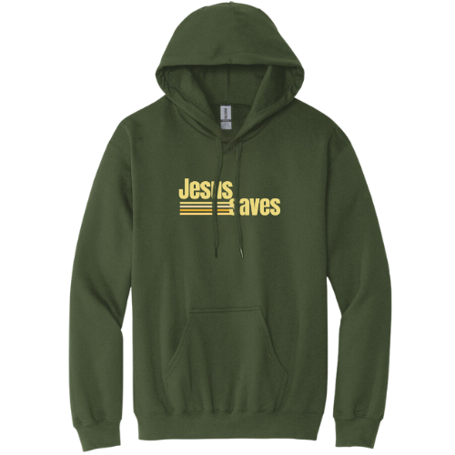 Hooded Sweatshirt - Jesus Saves (Military Green)