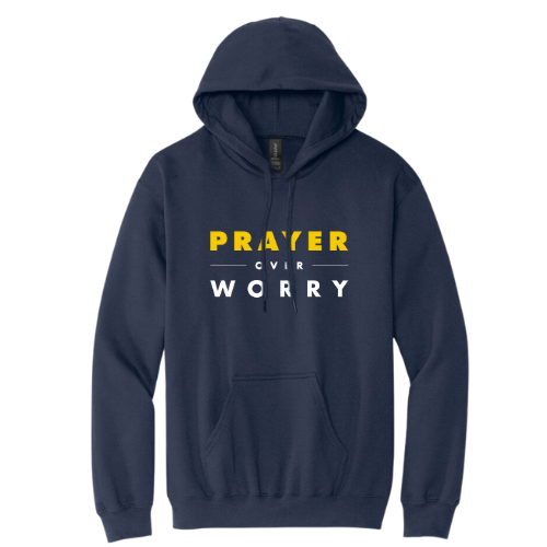 Hooded Sweatshirt - Prayer Over Worry (Navy)