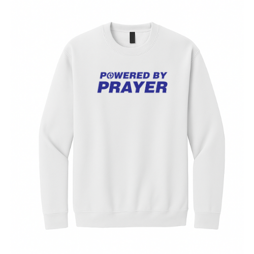 Crewneck Sweatshirt - Powered By Prayer (White)