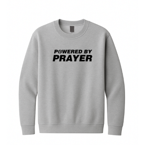 Crewneck Sweatshirt - Powered By Prayer (Gray)