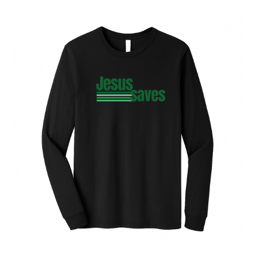 Unisex Jersey Long Sleeve Tee - Jesus Saves (Black)