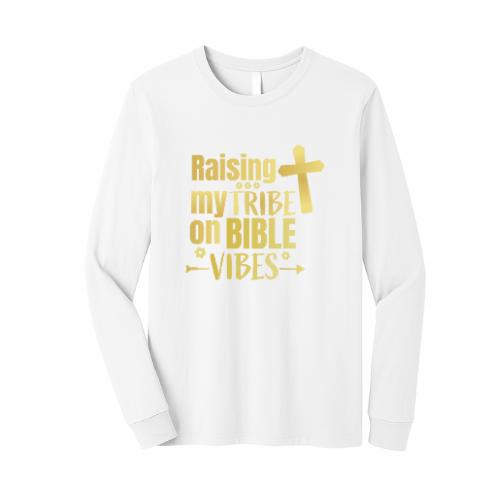 Unisex Jersey Long Sleeve Tee - Raising My Tribe (White)
