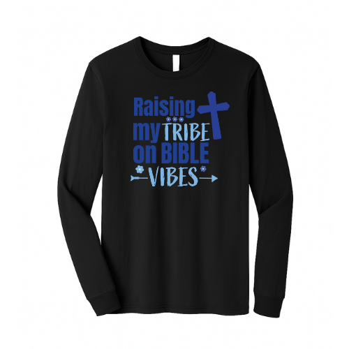 Unisex Jersey Long Sleeve Tee - Raising My Tribe (Black)