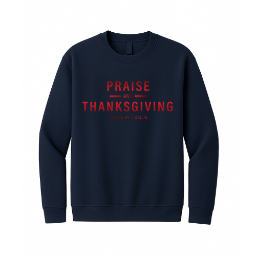 Crewneck Sweatshirt - Praise Thanksgiving (Navy)