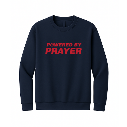 Crewneck Sweatshirt - Powered By Prayer (Navy)