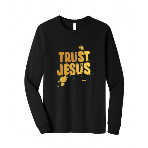 Unisex Jersey Long Sleeve Tee - Trust Jesus (Black)