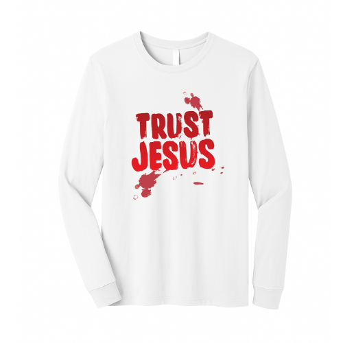 Unisex Jersey Long Sleeve Tee - Trust Jesus (White)