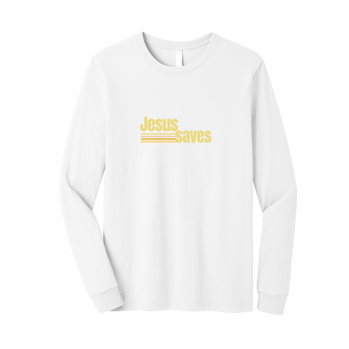 Unisex Jersey Long Sleeve Tee - Jesus Saves (White)