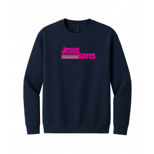 Crewneck Sweatshirt - Jesus Saves (Navy)