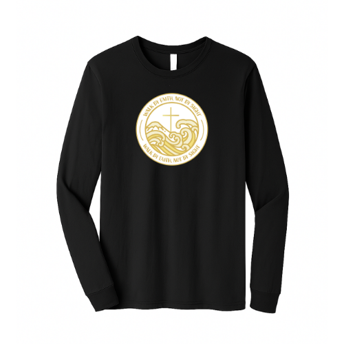 Unisex Jersey Long Sleeve Tee - Walk By Faith (Black)