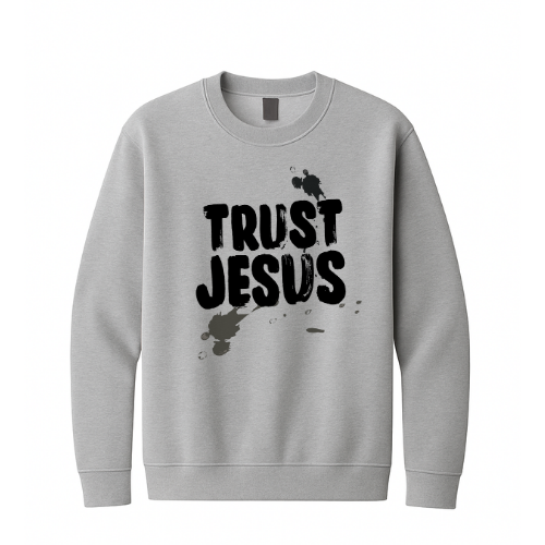 Crewneck Sweatshirt - Trust Jesus (Grey)