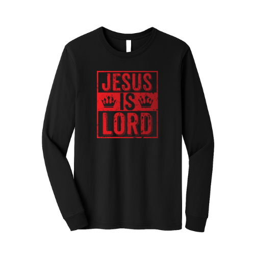 Unisex Jersey Long Sleeve Tee - Jesus is Lord (Black)