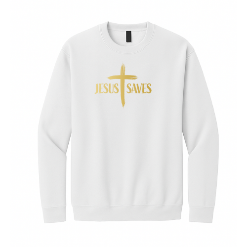 Crewneck Sweatshirt - Jesus Saves Cross (White)
