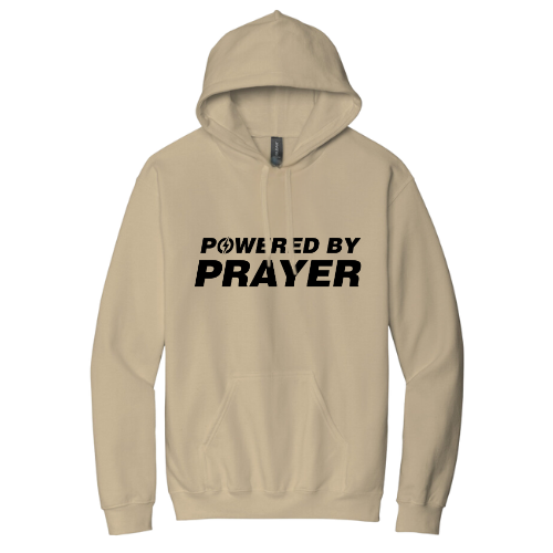 Hooded Sweatshirt - Powered By Prayer (Sand)