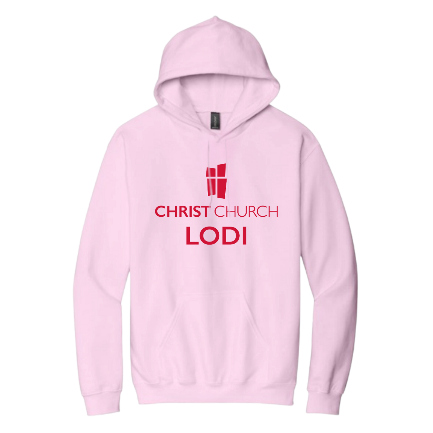 Hooded Sweatshirt - Christ Church Logo Lodi (Pink)