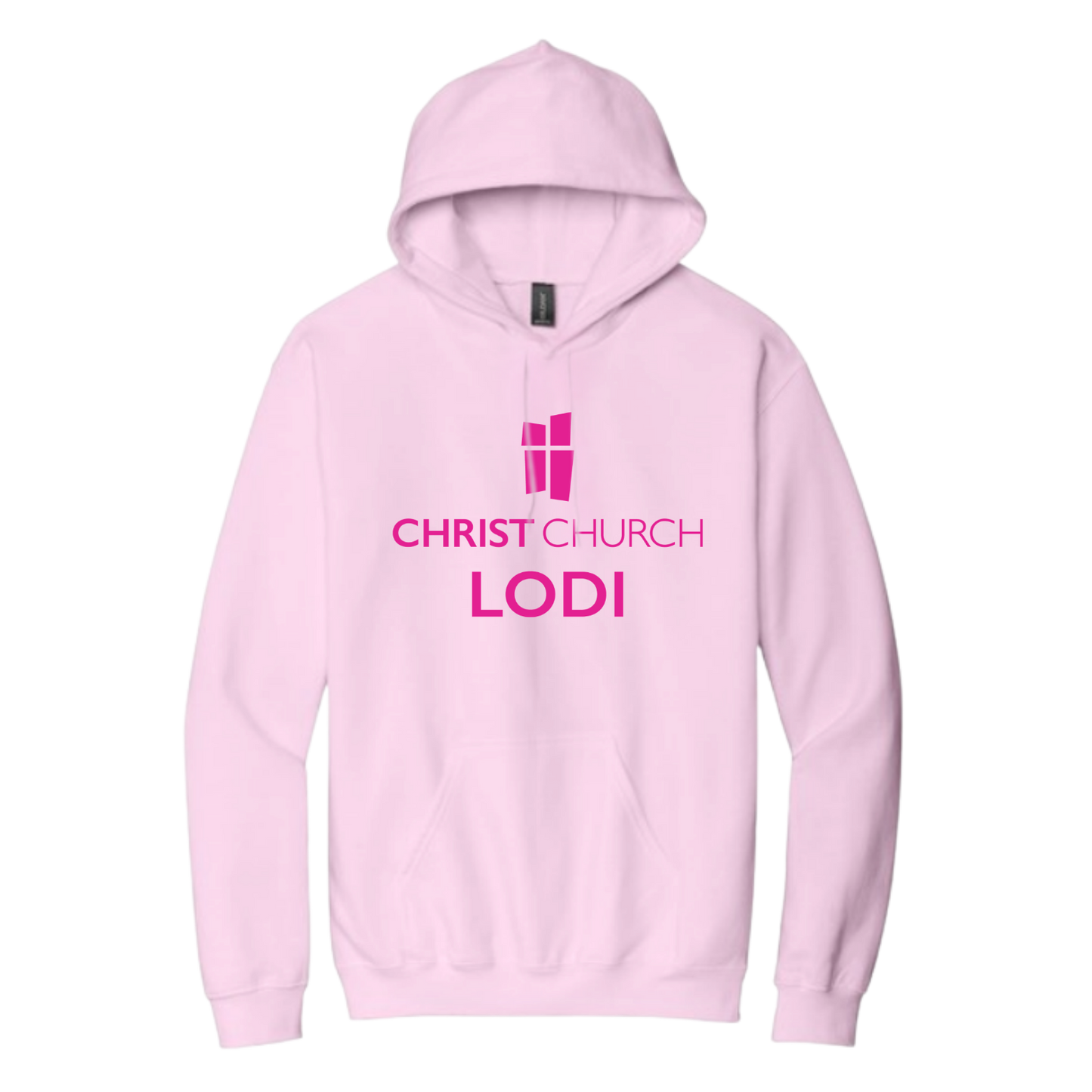 Hooded Sweatshirt - Christ Church Logo Lodi (Pink)