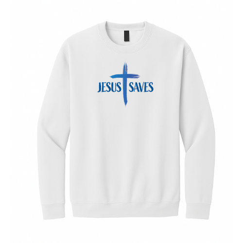 Crewneck Sweatshirt - Jesus Saves Cross (White)