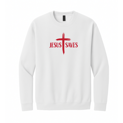 Crewneck Sweatshirt - Jesus Saves Cross (White)