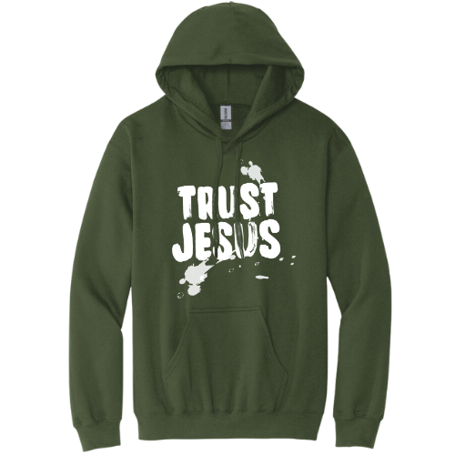 Hooded Sweatshirt - Trust Jesus (Military Green)