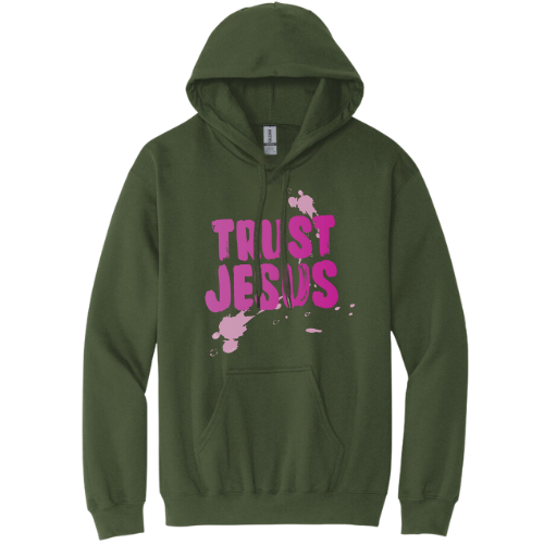 Hooded Sweatshirt - Trust Jesus (Military Green)