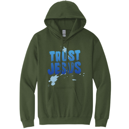 Hooded Sweatshirt - Trust Jesus (Military Green)