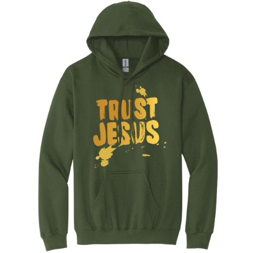 Hooded Sweatshirt - Trust Jesus (Military Green)