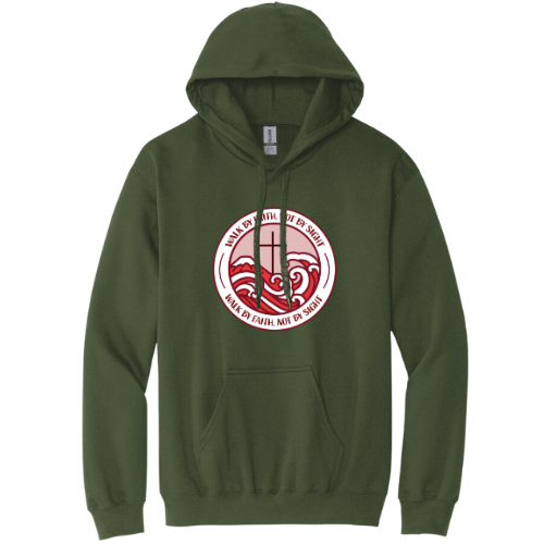 Hooded Sweatshirt -Walk By Faith (Military Green)