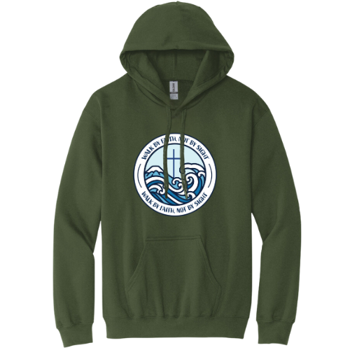 Hooded Sweatshirt -Walk By Faith (Military Green)