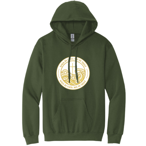 Hooded Sweatshirt -Walk By Faith (Military Green)