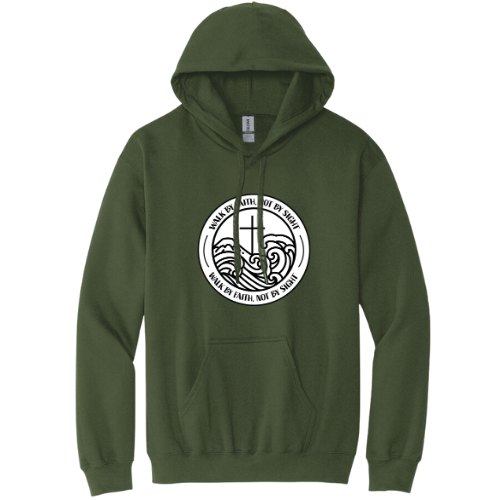 Hooded Sweatshirt -Walk By Faith (Military Green)