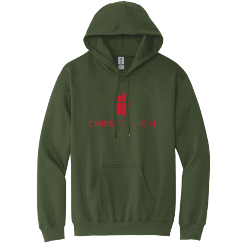Hooded Sweatshirt - Christ Church Logo (Military Green)