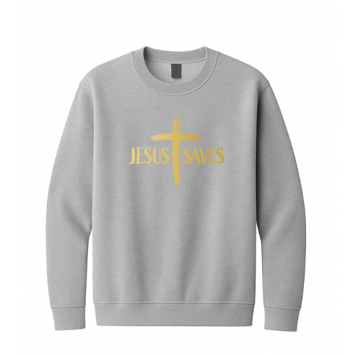 Crewneck Sweatshirt - Jesus Saves Cross (Gray)