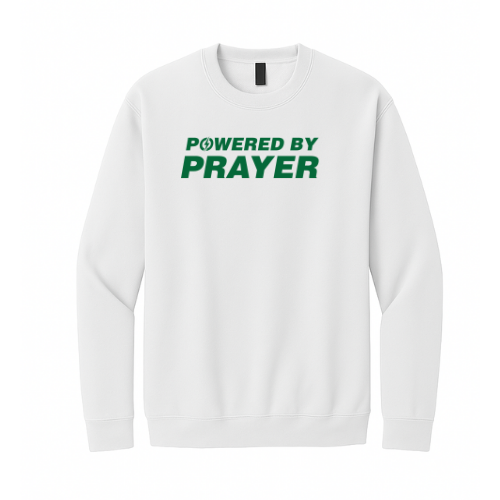 Crewneck Sweatshirt - Powered By Prayer (White)