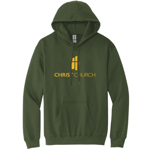 Hooded Sweatshirt - Christ Church Logo (Military Green)