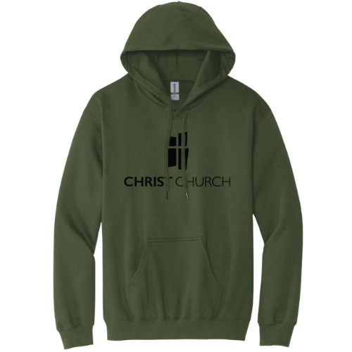 Hooded Sweatshirt - Christ Church Logo (Military Green)