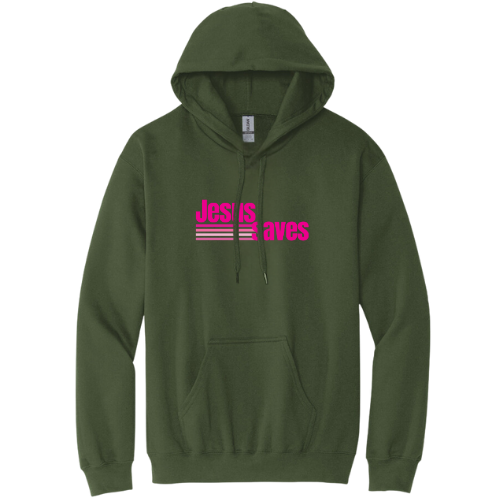 Hooded Sweatshirt - Jesus Saves (Military Green)