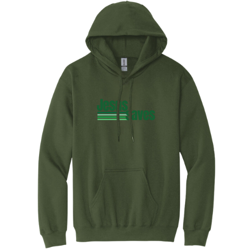 Hooded Sweatshirt - Jesus Saves (Military Green)