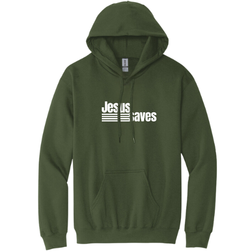 Hooded Sweatshirt - Jesus Saves (Military Green)