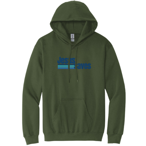 Hooded Sweatshirt - Jesus Saves (Military Green)
