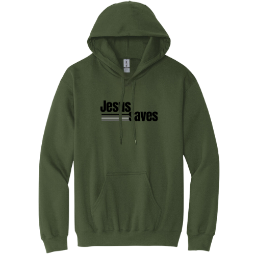 Hooded Sweatshirt - Jesus Saves (Military Green)