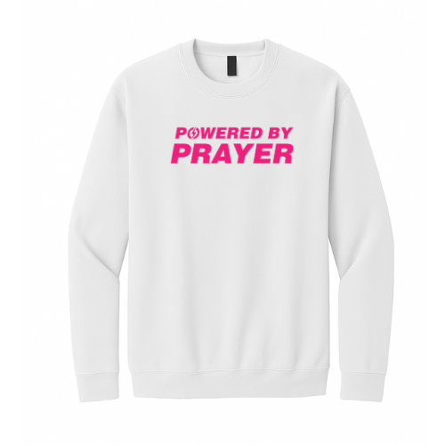 Crewneck Sweatshirt - Powered By Prayer (White)