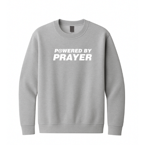 Crewneck Sweatshirt - Powered By Prayer (Gray)