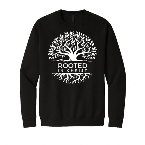 Crewneck Sweatshirt - Rooted in Christ (Black)