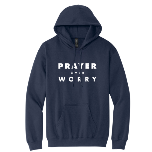 Hooded Sweatshirt - Prayer Over Worry (Navy)