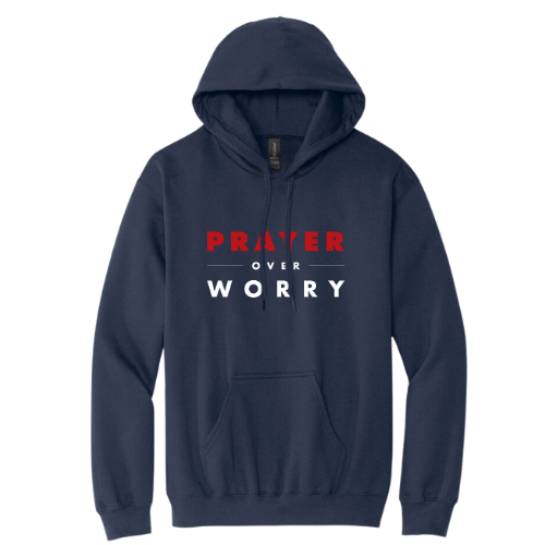 Hooded Sweatshirt - Prayer Over Worry (Navy)
