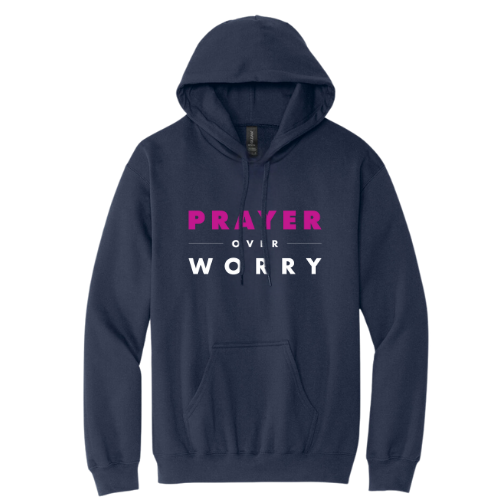 Hooded Sweatshirt - Prayer Over Worry (Navy)