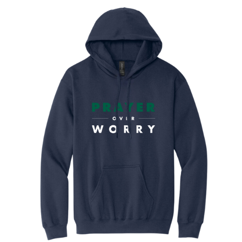 Hooded Sweatshirt - Prayer Over Worry (Navy)