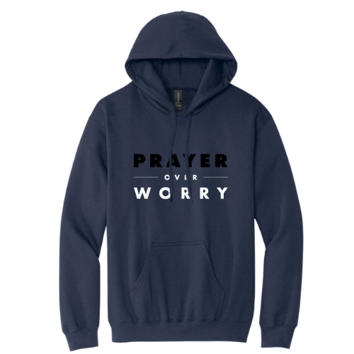 Hooded Sweatshirt - Prayer Over Worry (Navy)