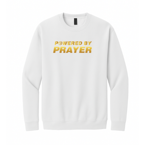Crewneck Sweatshirt - Powered By Prayer (White)